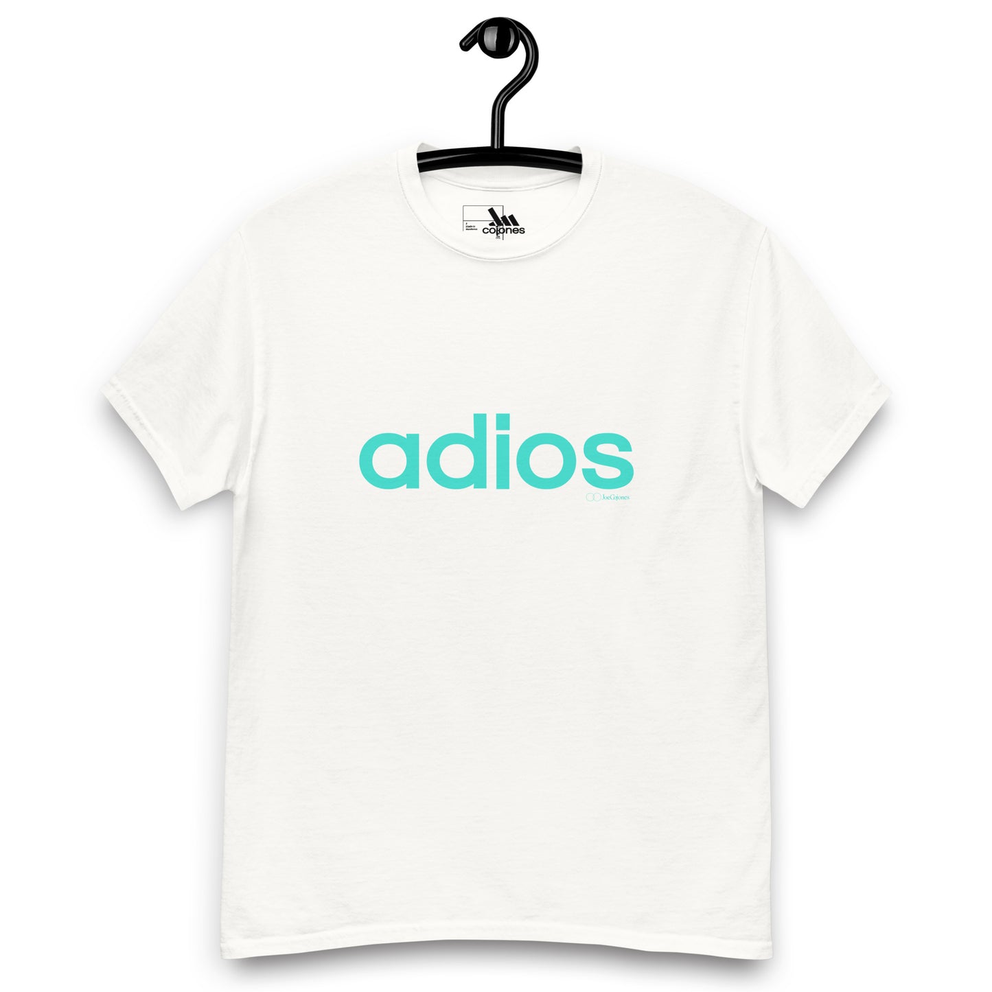 adios text turquoise